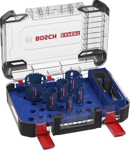 BOSCH Sada děrovek EXPERT Multi Material Power Change Plus, 22; 25; 35; 40; 51; 68 × 60 mm, 9 ks (2.608.901.907)