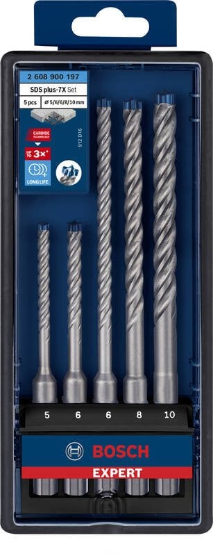 BOSCH Sada príklepových vrtákov EXPERT SDS plus-7X, 5/6/6/8/10 mm, 5 ks (2.608.900.197)