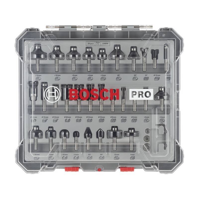 BOSCH Smíšená sada tvarových fréz s vřetenem O 8 mm, 30 ks (2.607.017.475)