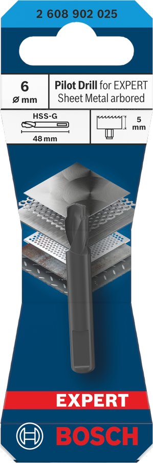 BOSCH Středicí vrták pro děrovku s adaptérem EXPERT Sheet Metal O 6 × 5 × 48 mm (2.608.902.025)