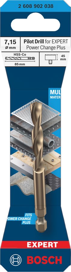 BOSCH Středicí vrták pro EXPERT Power Change Plus HSS-Co, O 7,15, 44 × 85 mm (2.608.902.038)