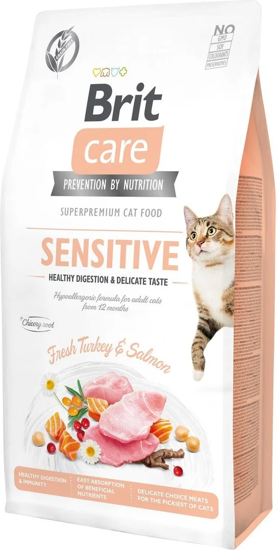 Brit Care Cat Grain-Free Sensitive Zdravé trávenie a jemná chuť, 7 kg granúl pre mačky