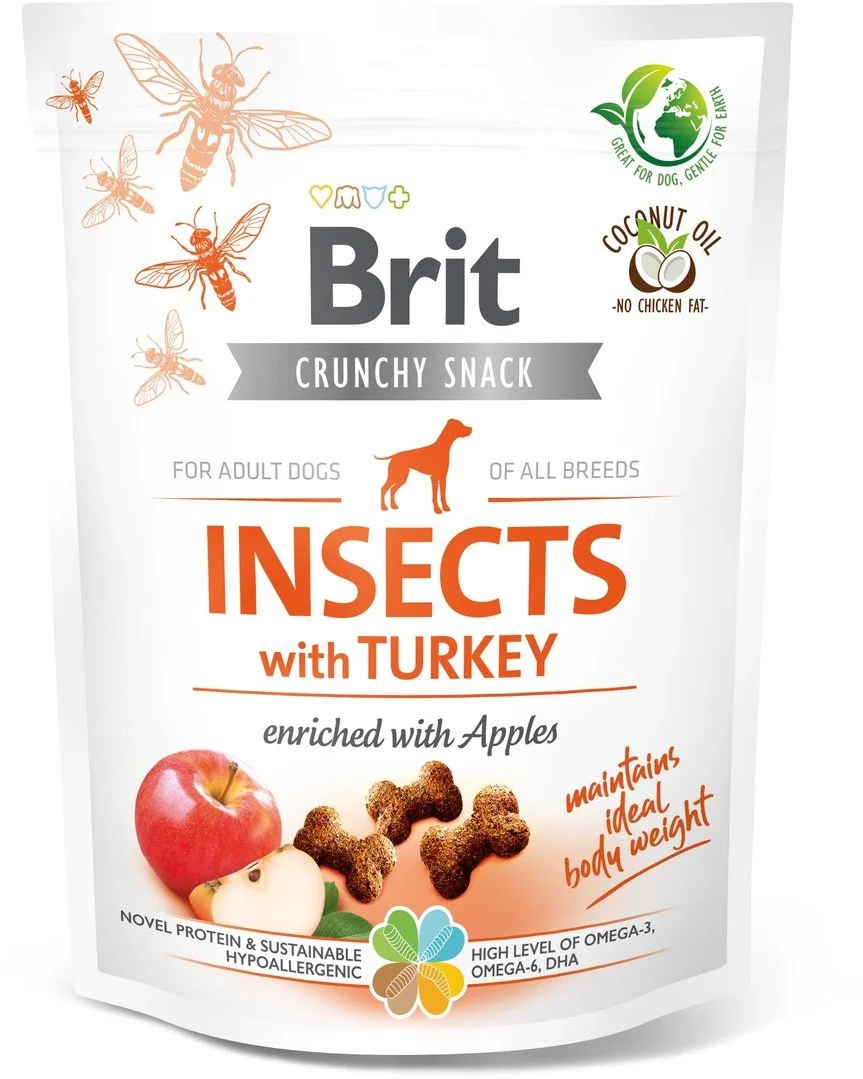 Brit Care Dog Crunchy Cracker. Insects with Turkey and Apples, 200g pamlsky pro psy