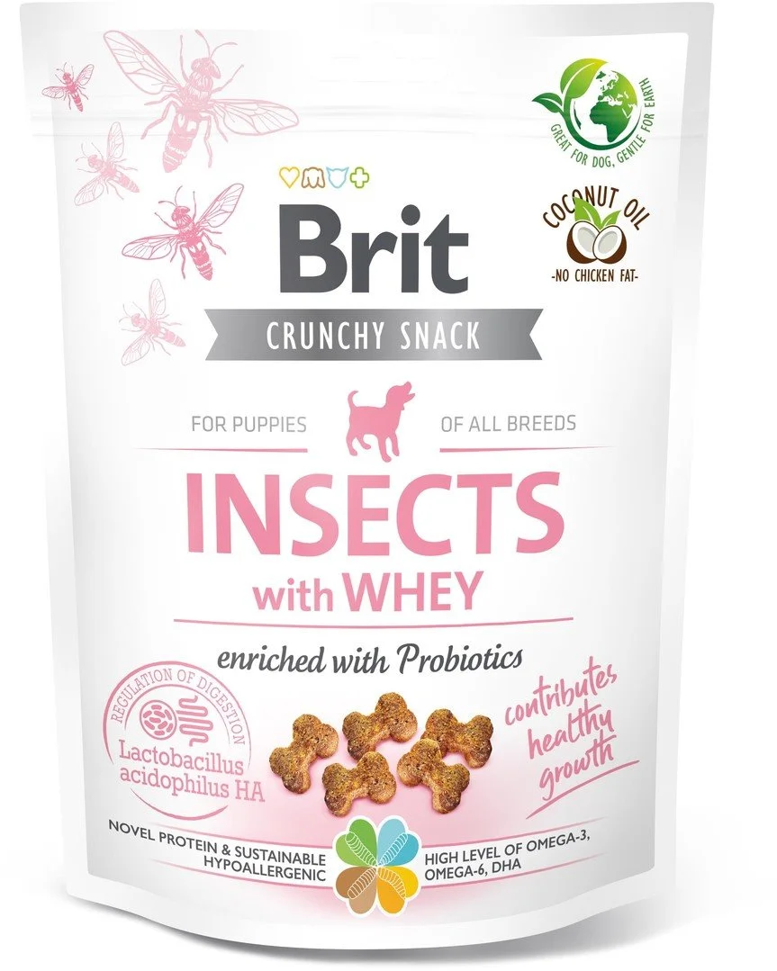 Brit Care Dog Crunchy Cracker. Puppy. Insects with Whey enriched with Probiotics, 200g pamlsky pro štěňata