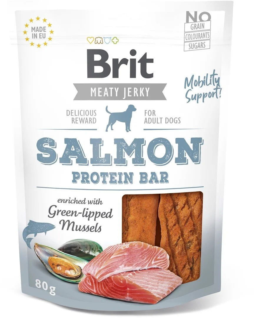 Brit Jerky Lososová proteínová tyčinka 80g pochúťky pre psov