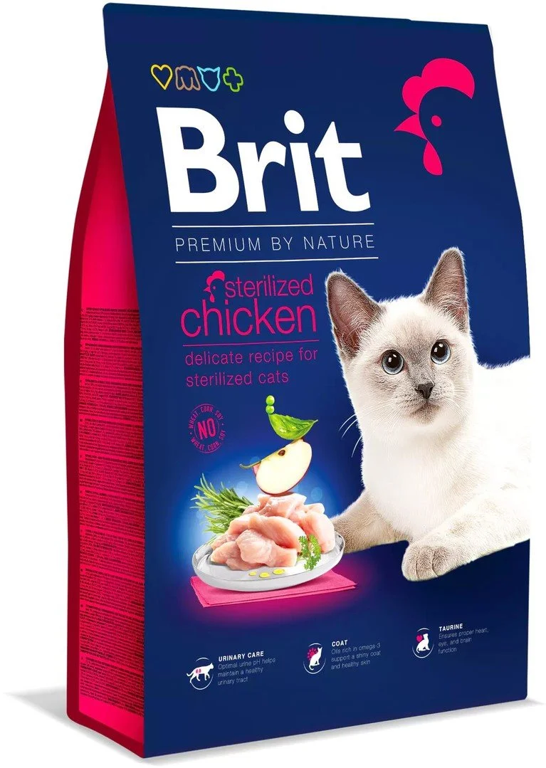 Brit Premium by Nature Cat. Sterilizované kuracie mäso, 8 kg granúl pre mačky