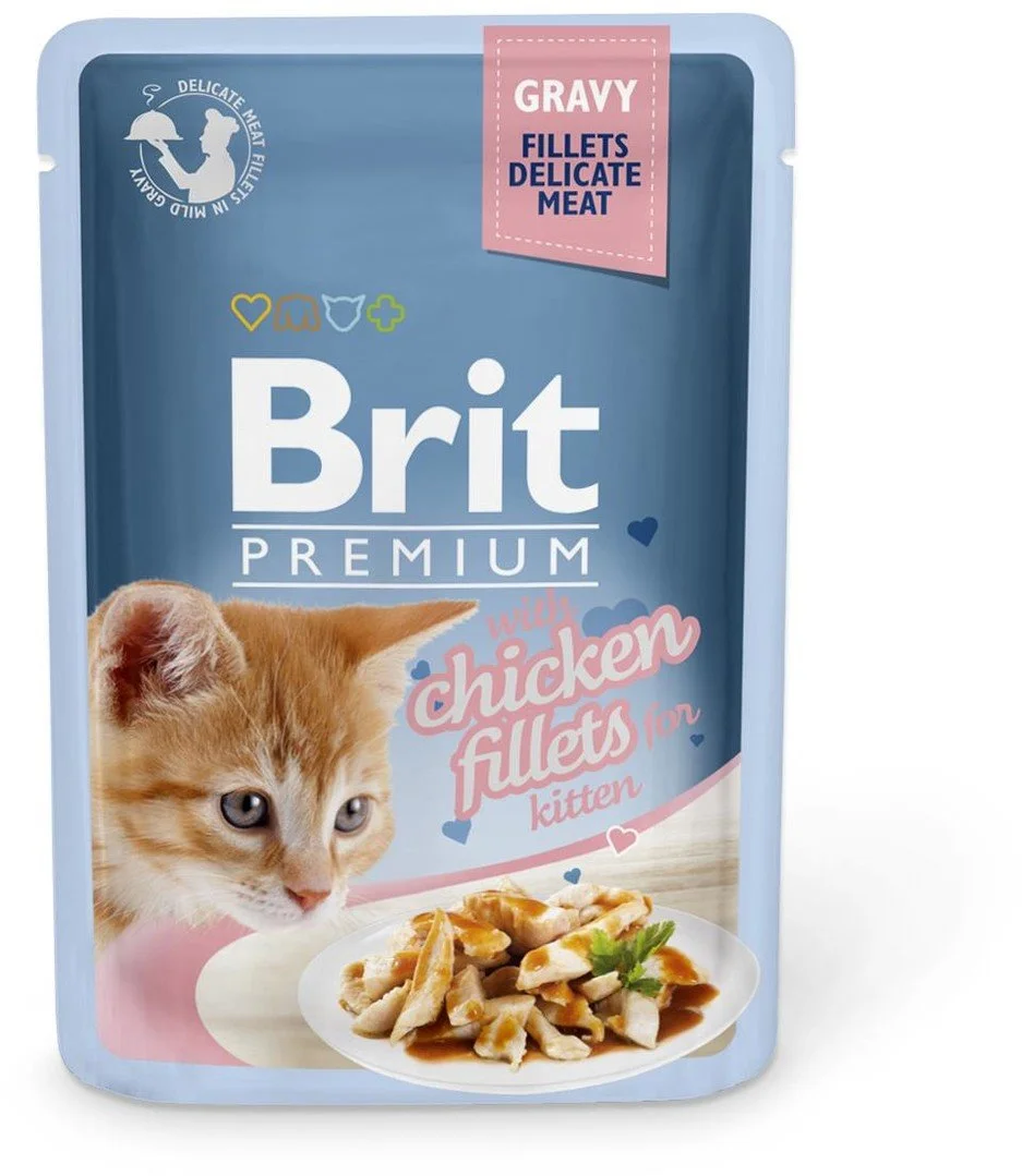 Brit Premium Cat Delicate Fillets in Gravy with Chicken for Kitten 85g kapsičky pro koťata