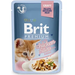 Brit Premium Cat Delicate Fillets in Gravy with Chicken for Kitten 85g kapsičky pro koťata