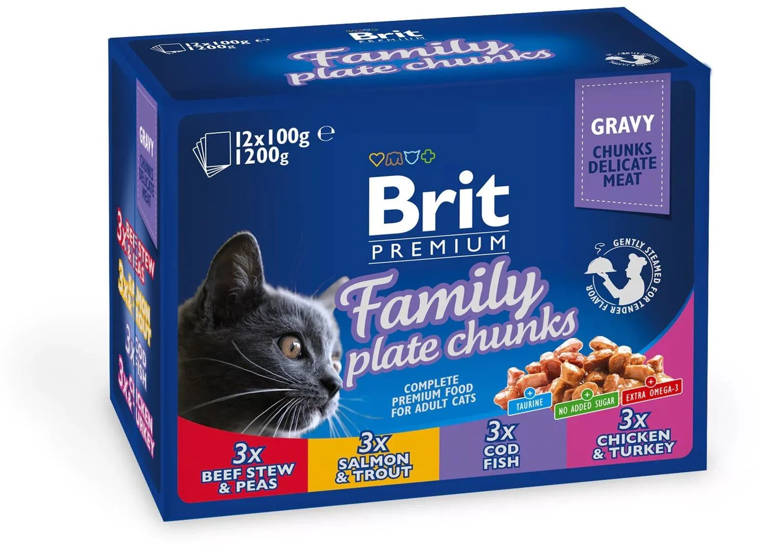 Brit Premium Cat Pouches Family Plate 1200g (12x100g) kapsičky pro kočky