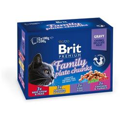 Brit Premium Cat Pouches Family Plate 1200g (12x100g) kapsičky pro kočky