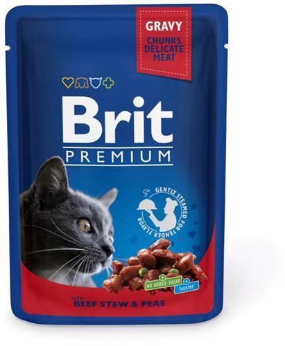 Brit Premium Cat Pouches with Beef Stew & Peas 100g kapsičky pro kočky