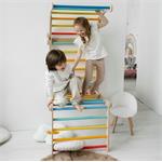 BusyKids Dřevěné domácí žebřiny s hrazdou duhové