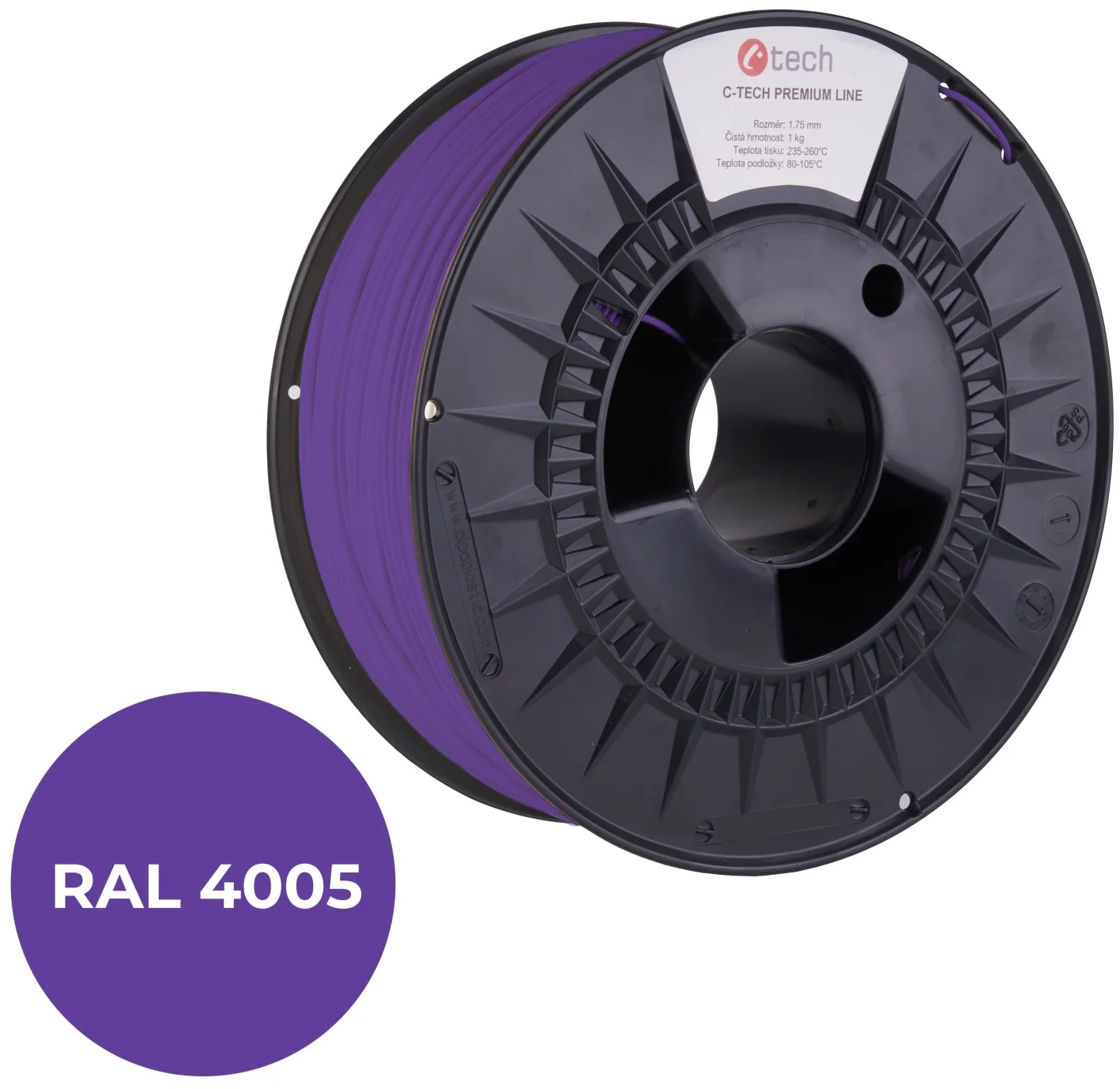C-TECH PREMIUM LINE, PETG, modrofialová, RAL4005, 1,75mm, 1kg