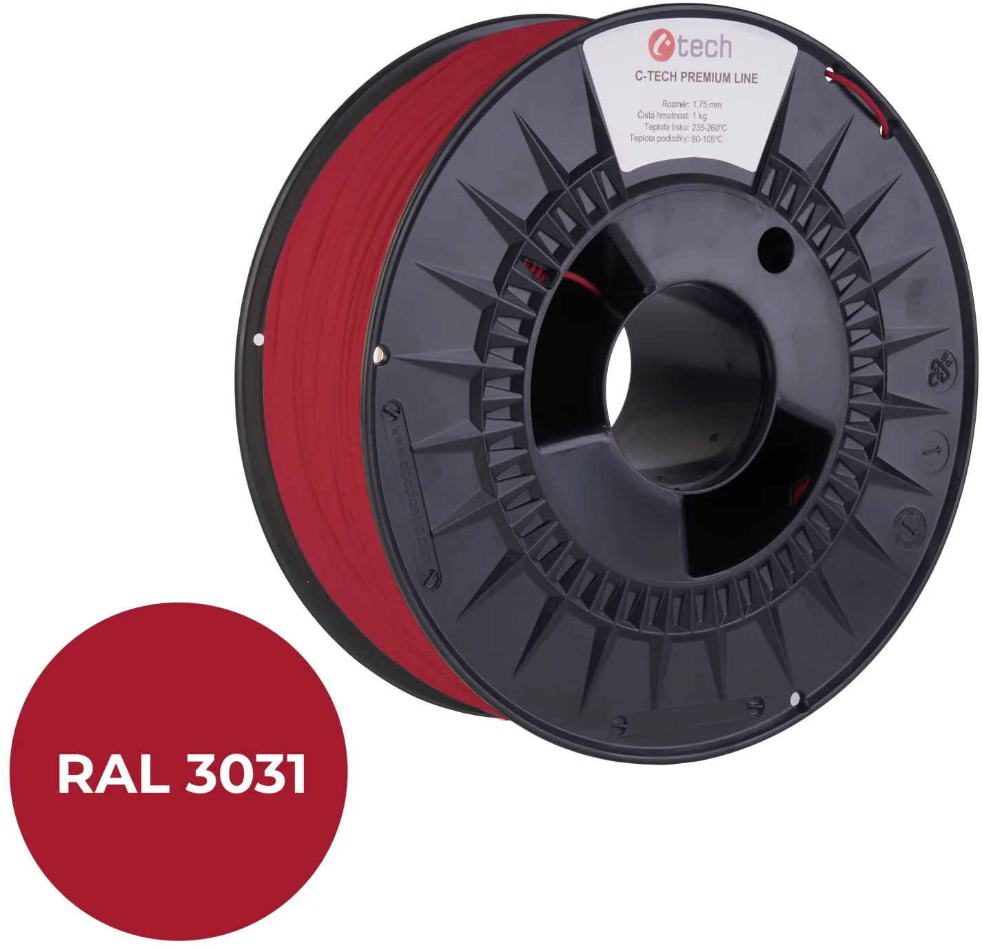 C-TECH PREMIUM LINE, PETG, orientální červená, RAL3031, 1,75mm, 1kg