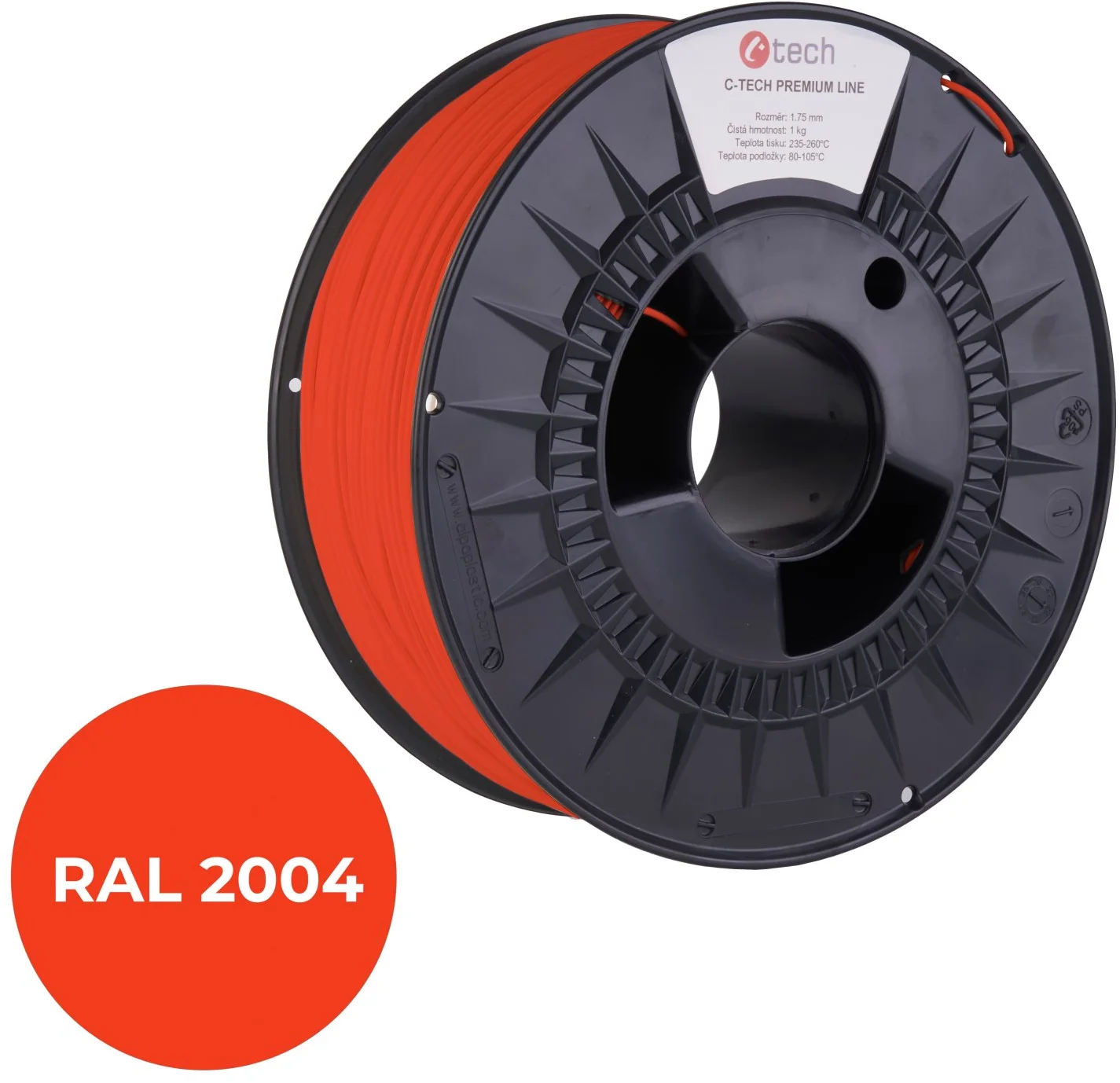 C-TECH PREMIUM LINE, PLA, oranžová pravá, RAL2004, 1,75mm, 1kg