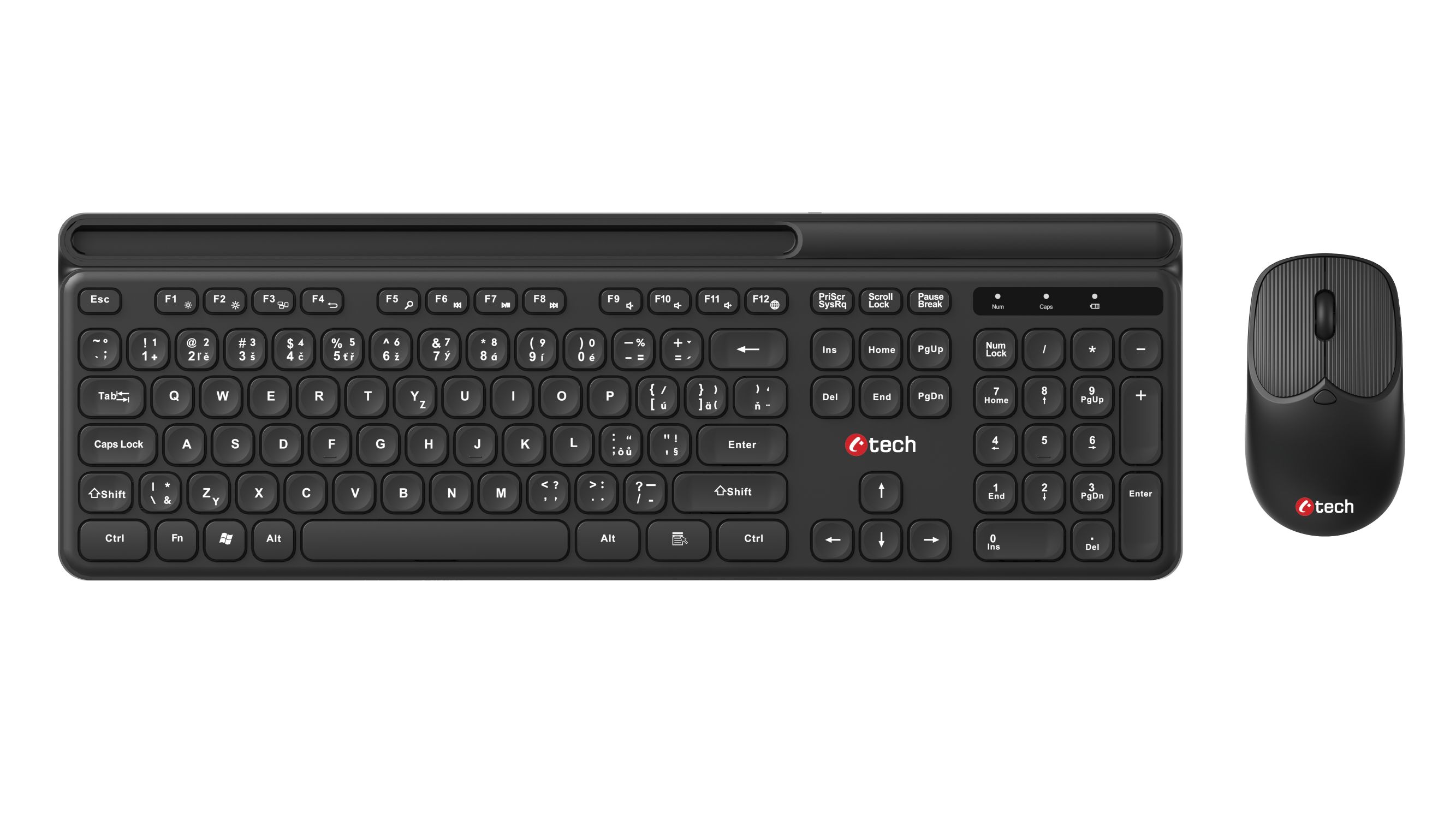 C-TECH Quallis WLKMC-05, bezdrôtová kombinovaná súprava s myšou, čierna, USB, CZ/SK