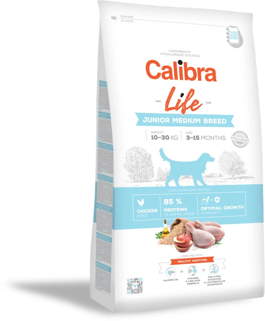 Calibra Dog Life Junior Medium Breed Chicken 2,5kg granule pre šteňatá