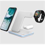 CANYON Bezdrátová nabíječka WS-303W,3v1,vstup 9V/2A,12V/2A,výstup 15/10/7.5/5W, USB-C > USB-A, vč. AC adaptéru,bílá