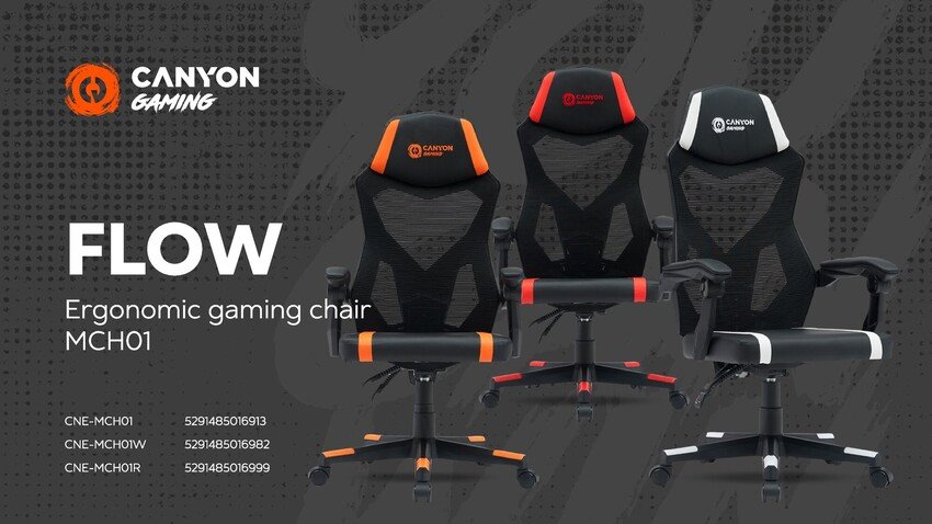 CANYON gaming chair Flow MCH01 Mesh Black White