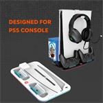 CANYON multifunkční chladící stojan pro PS5, nabíjení 2 PS5 ovladačů, bílý