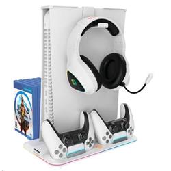 CANYON multifunkční chladící stojan pro PS5, nabíjení 2 PS5 ovladačů, bílý