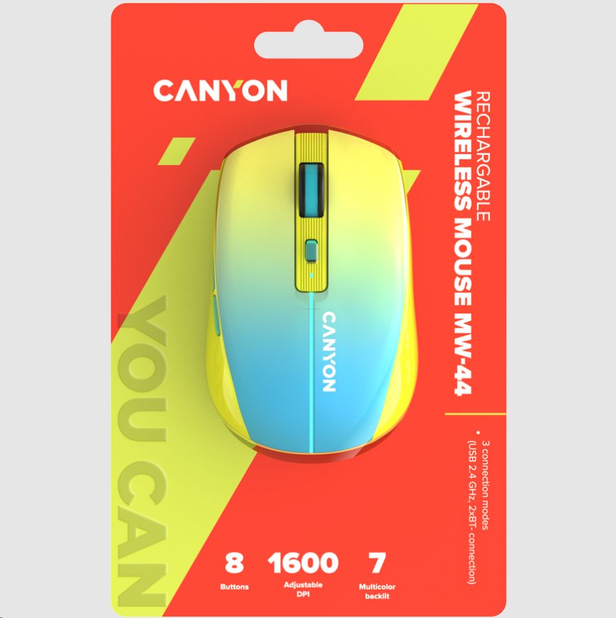 CANYON myš optická bezdrátová MW-44 žlutomodrá gradient