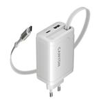 CANYON OnCharge 65RC Build-In Cable USB-C 65W 1xPD 1xQC EU White nabíječka
