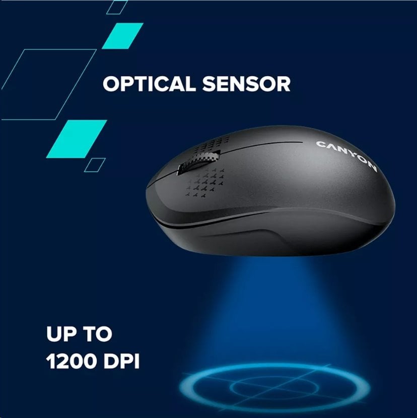 CANYON Optická bezdrôtová myš MW-4, 1200 dpi, Bluetooth, batéria AA, čierna