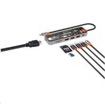 CANYON replikátor portů DS-13 7v1, 1xUSB-C PD 100W, 1xHDMI (4K), 3x USB 3.0, SD/micro čtečka, průhledný
