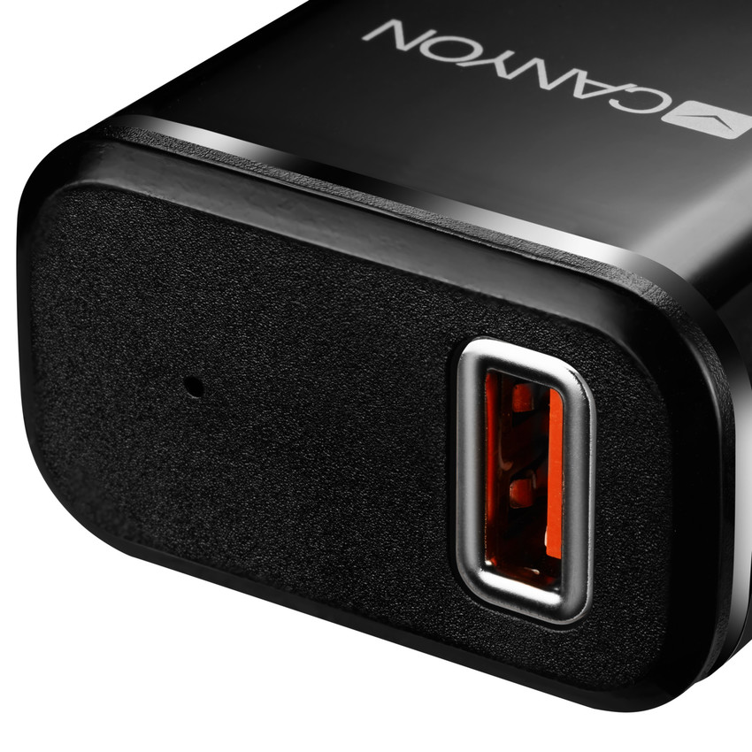 CANYON Univerzálny 1xUSB nabíjačka do siete s ochranou proti prepätiu, Micro USB Input 100V-240V, čierna (CNE-CHA041BS)