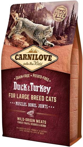 Carnilove Duck & Turkey for Large Breed Cats – Muscles, Bones, Joints 2kg granule pro kočky