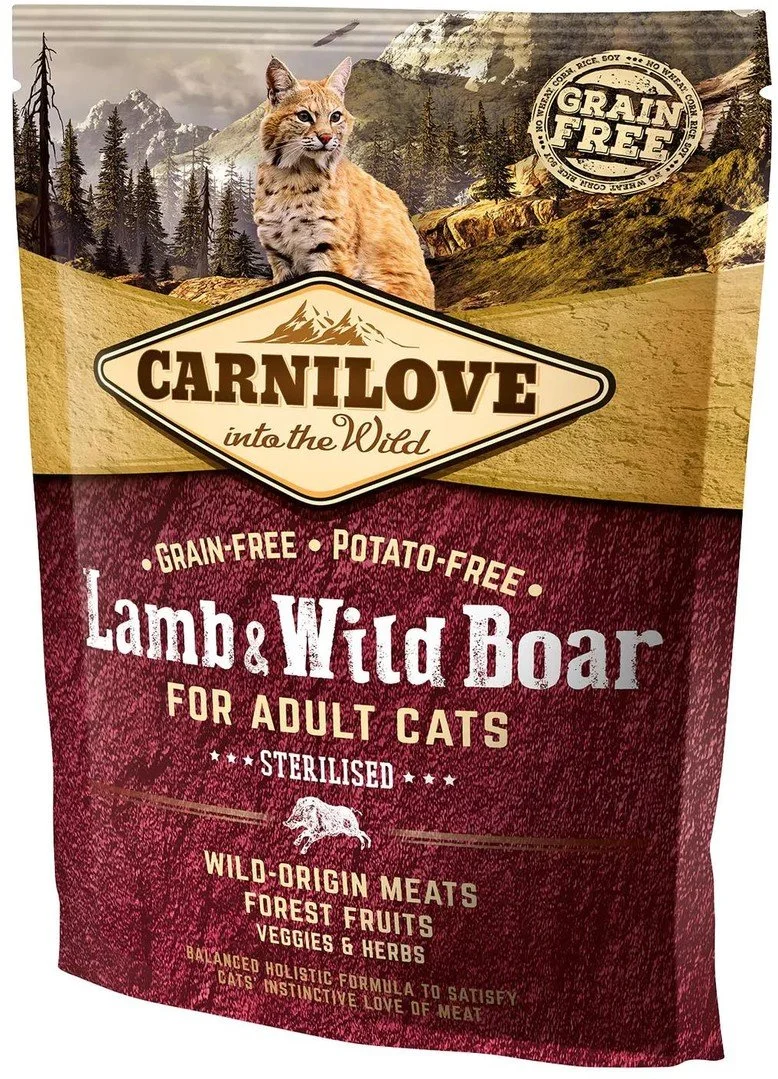 Carnilove Lamb & Wild Boar pre dospelé mačky - sterilizované granule pre mačky 400g
