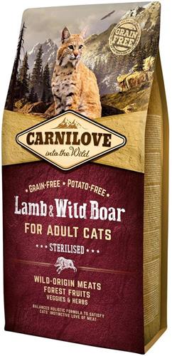 Carnilove Lamb & Wild Boar pre dospelé mačky - Sterilizované granule pre mačky 6 kg