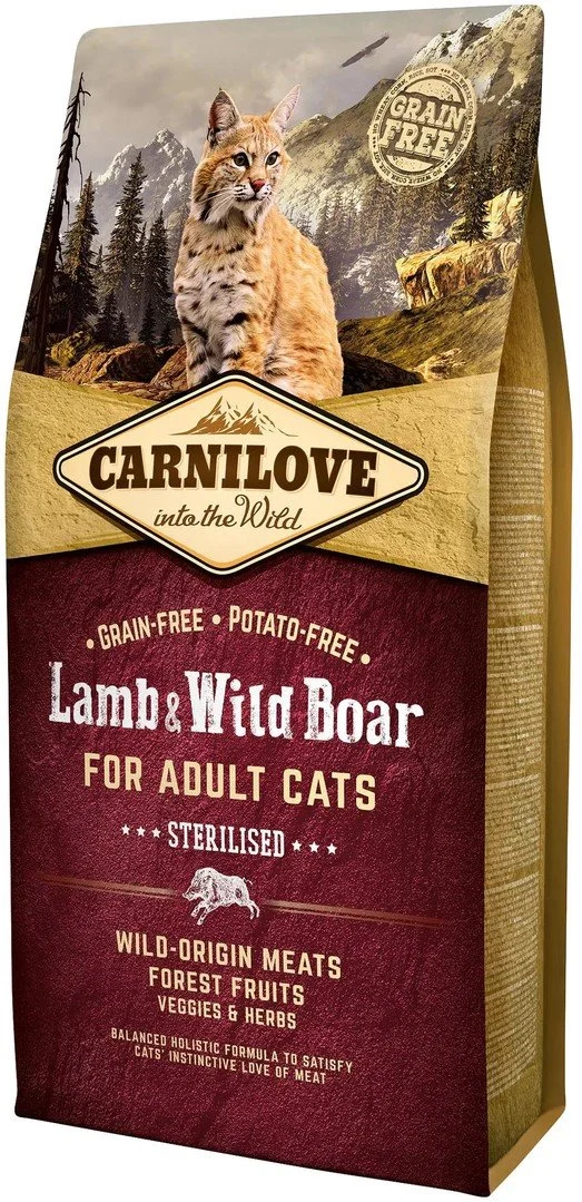 Carnilove Lamb & Wild Boar pre dospelé mačky - Sterilizované granule pre mačky 6 kg