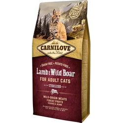 Carnilove Lamb & Wild Boar pre dospelé mačky - Sterilizované granule pre mačky 6 kg