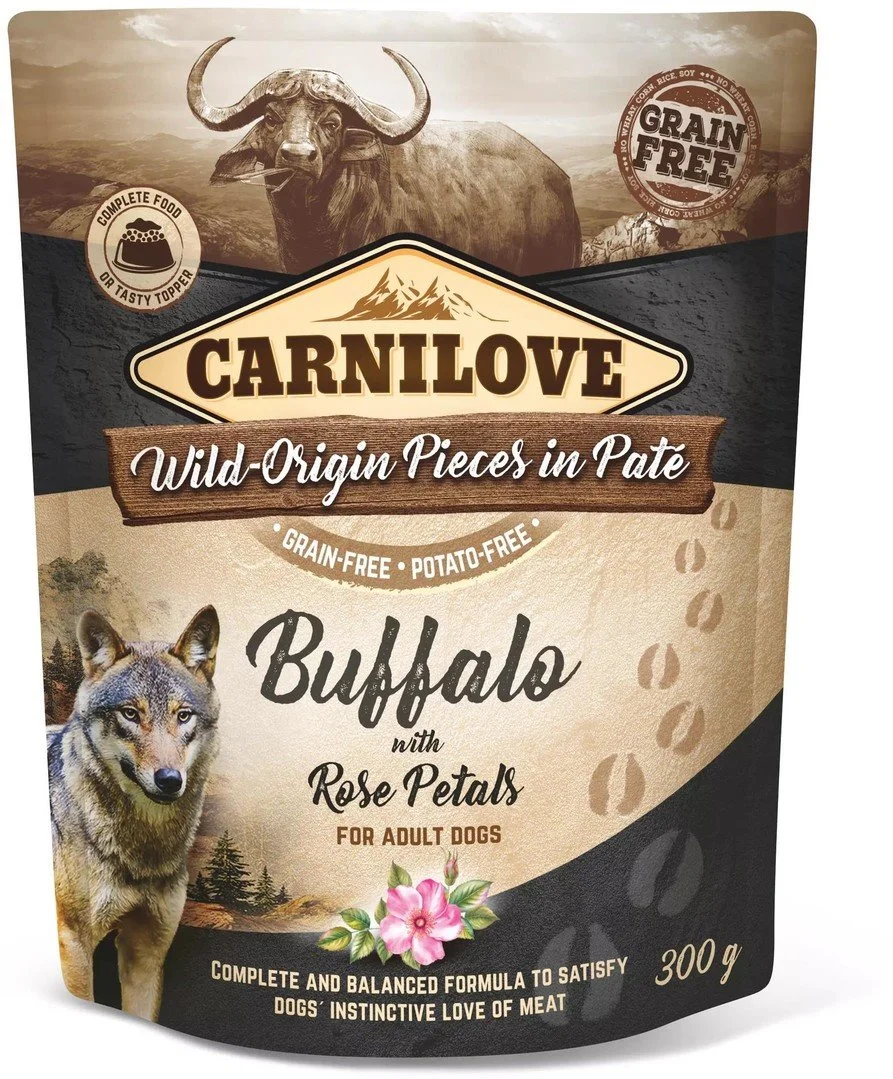Carnilove vrecká pre psov Paté Buffalo s okvetnými lístkami ruží 300g vrecká pre psov