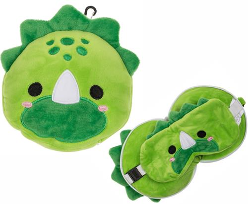Cestovní plyšový polštářek s maskou na oči Dinosaurus