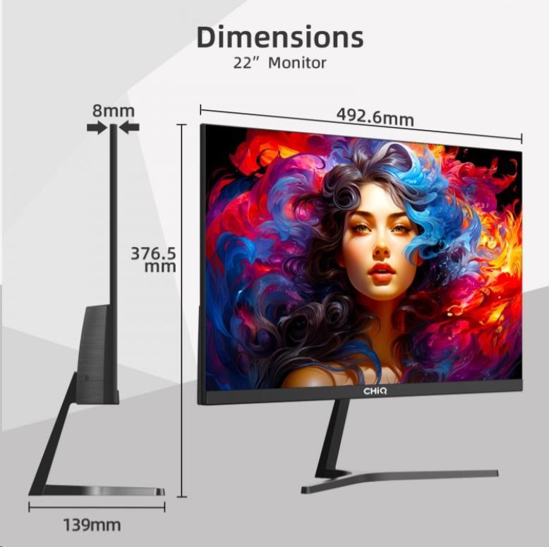 CHiQ 22" UltraSlim monitor 22F650 FHD, 100 Hz, Frameless, černý