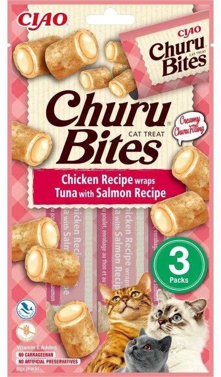 Churu Cat Bites Chicken wraps&Tuna Salmon Purée 3x10g