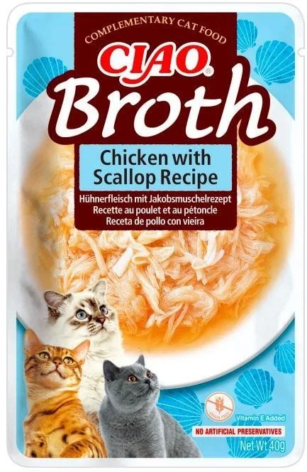 Churu Cat CIAO Vývar z kuracieho mäsa s mušľami 40g