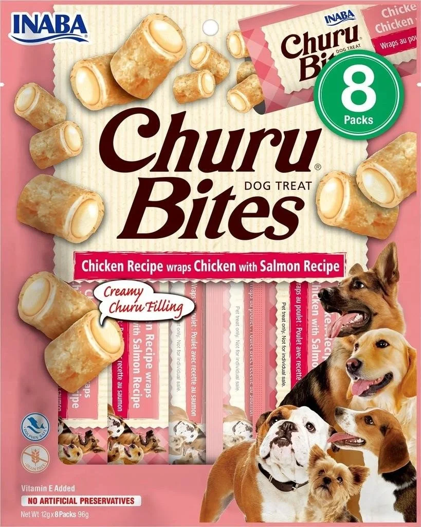 Churu Dog Bites Chicken wraps Kuracie mäso+losos 8x12g