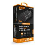 Chytrá síťová nabíječka ALIGATOR GaN, Power Delivery 65W, 2xUSB-C, 1xUSB-A, černá
