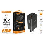 Chytrá síťová nabíječka ALIGATOR GaN, Power Delivery 65W, 2xUSB-C, 1xUSB-A, černá