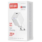 ColorWay 1x USB-C/ sieťová nabíjačka/ GaN/ PD/ PPS/ 25W/ biela