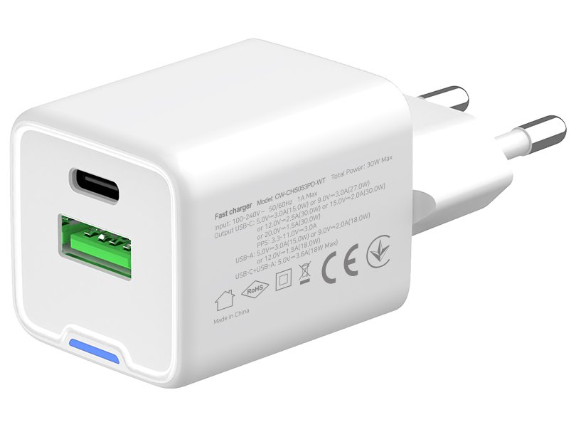 ColorWay 1x USB-C/ sieťová nabíjačka/ GaN/ PD/ PPS/ QC/ 30W/ biela
