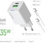 ColorWay 1x USB-C/ sieťová nabíjačka/ GaN/ PD/ PPS/ QC/ 35W, biela