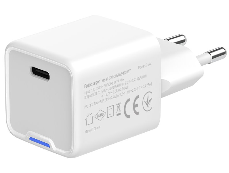 ColorWay 1x USB-C/ síťová nabíječka/ GaN/ PD/ PPS/ 25W, Bílá
