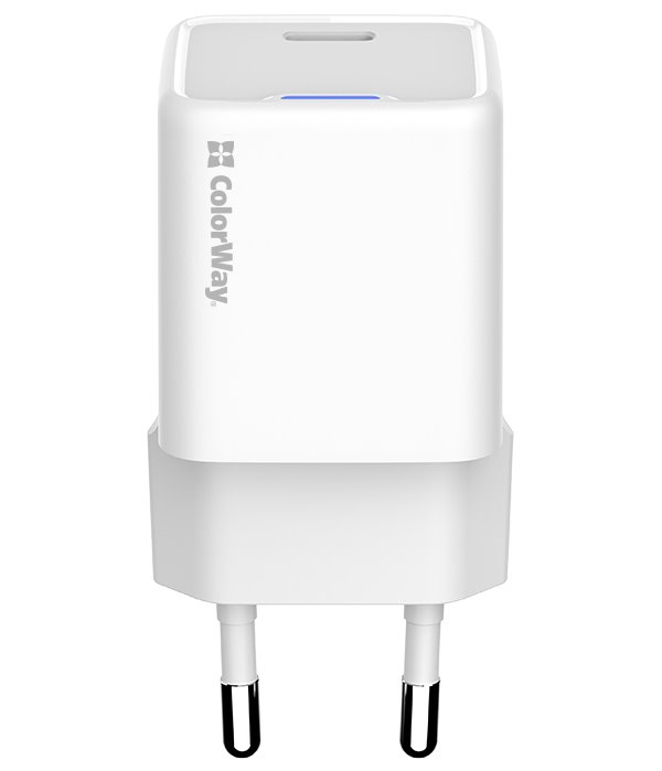 ColorWay 1x USB-C/ síťová nabíječka/ GaN/ PD/ PPS/ 25W, Bílá