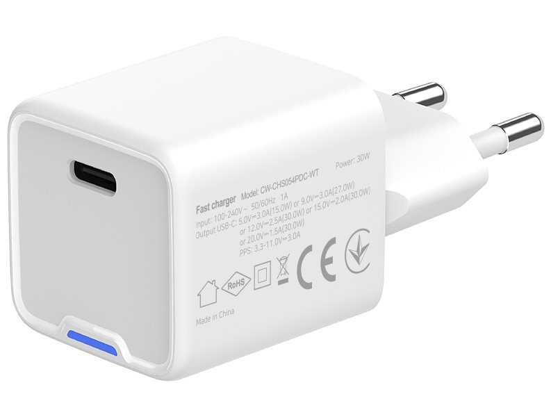 ColorWay 1x USB-C/ síťová nabíječka/ GaN/ PD/ PPS/ 30W, Bílá