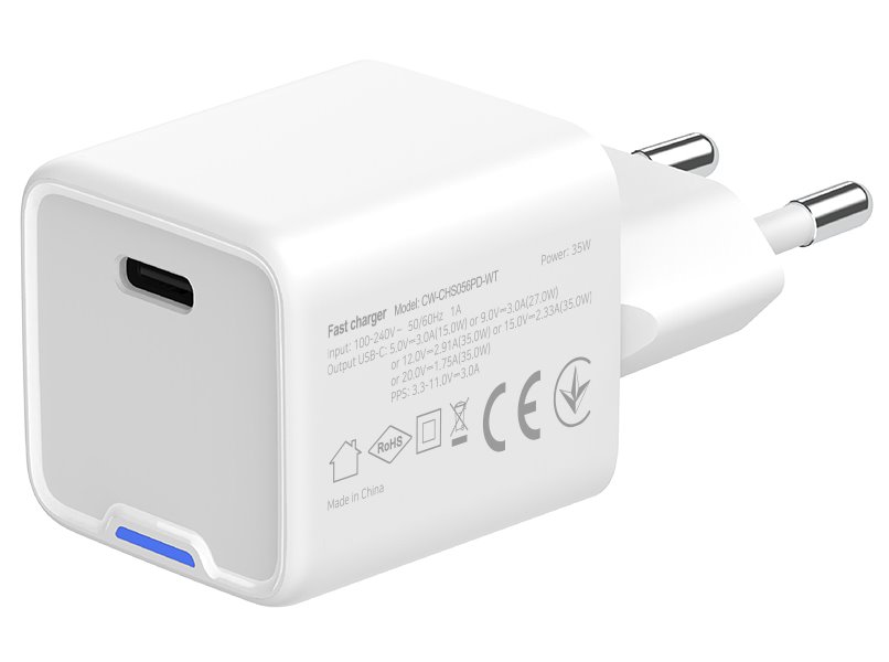 ColorWay 1x USB-C/ síťová nabíječka/ GaN/ PD/ PPS/ 35W/ Bílá